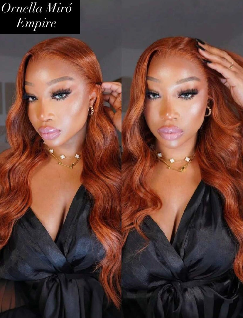 Premium Human Hair Dark Copper Body Wave 13x6 HD Lace Front Glueless