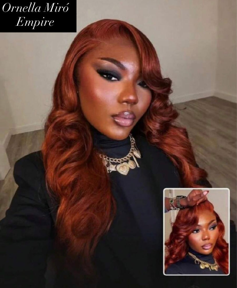 Premium Human Hair Dark Copper Body Wave 13x6 HD Lace Front Glueless