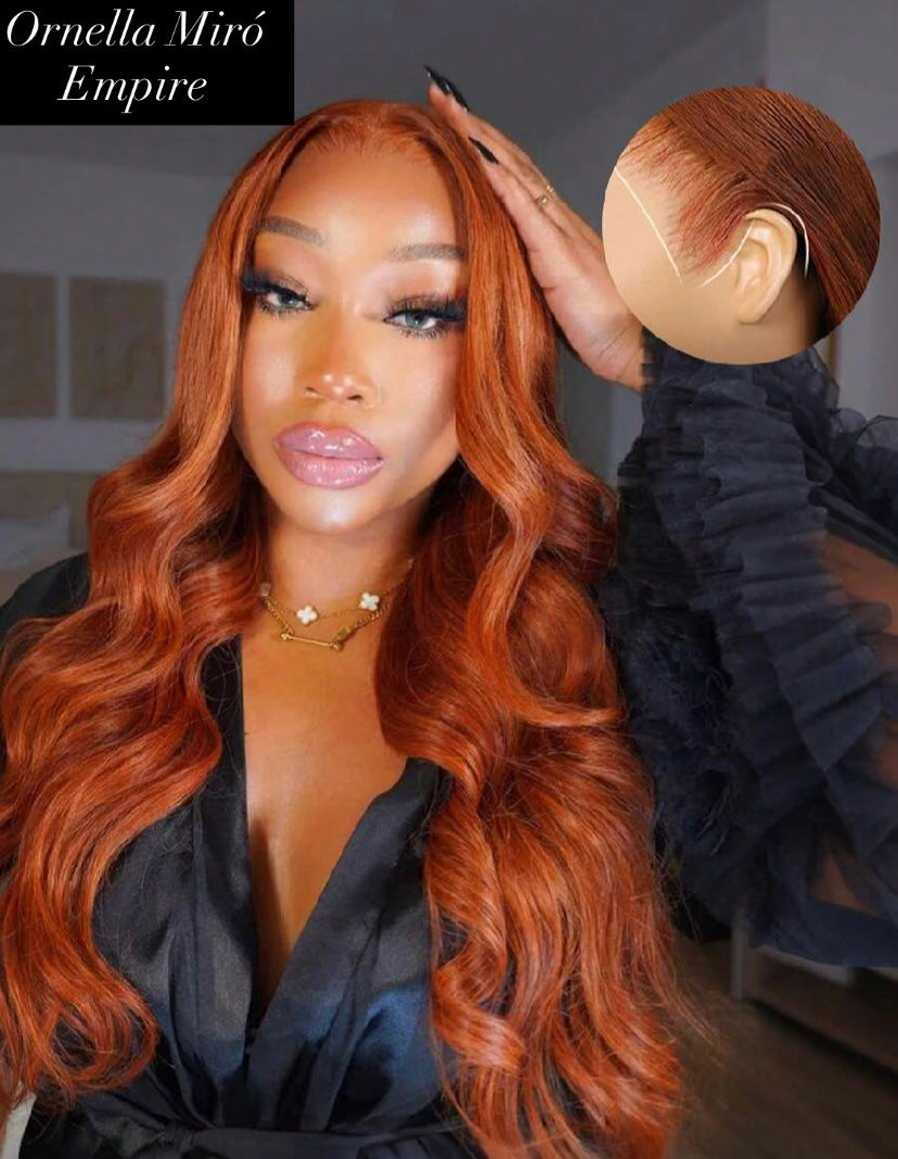 Premium Human Hair Dark Copper Body Wave 13x6 HD Lace Front Glueless